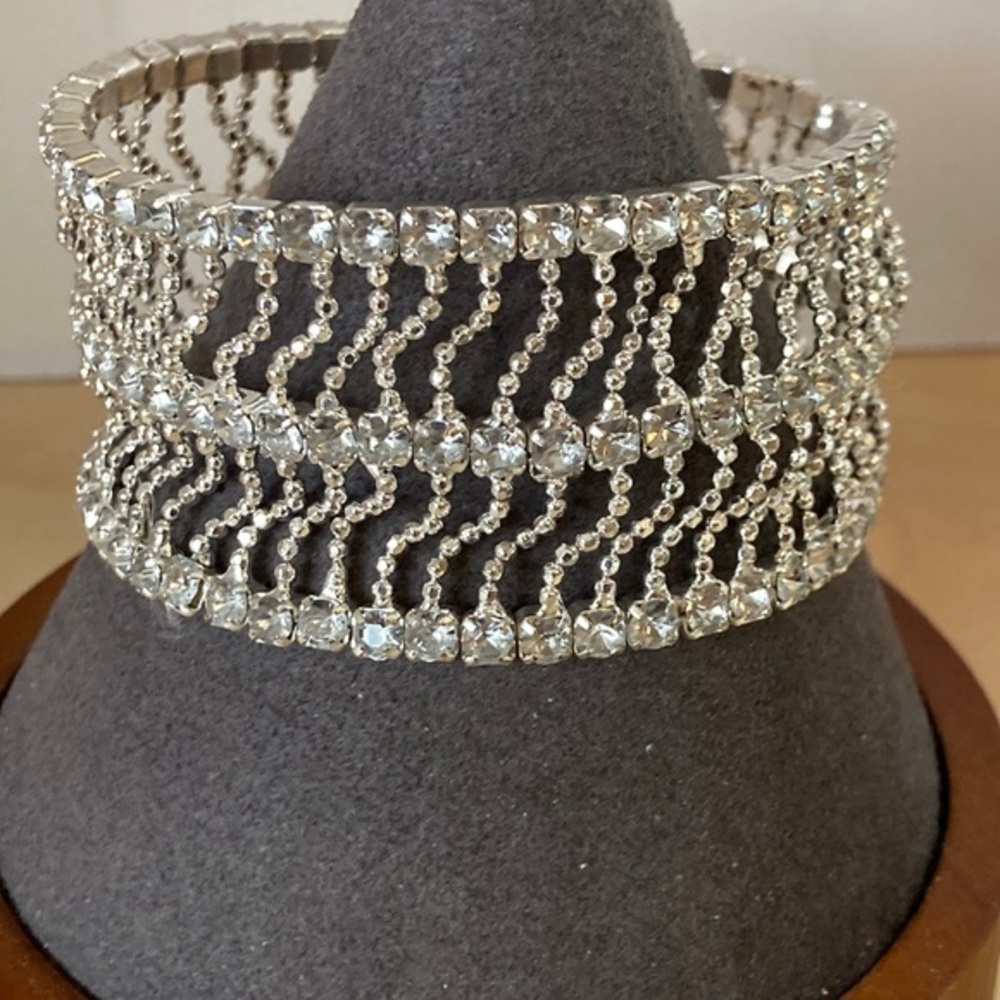 Stunning rhinestone two tiered flexible  bracelet